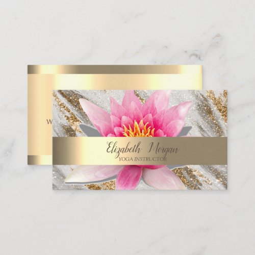 Lotus Flower Gold Glitter Marble Yoga  Business Card
