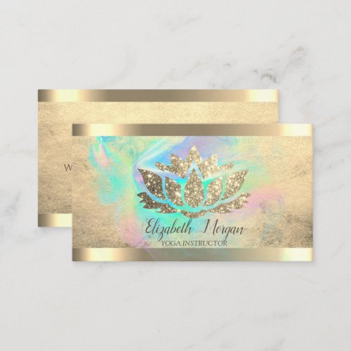 Lotus Flower Gold Holographic Ink Business Card