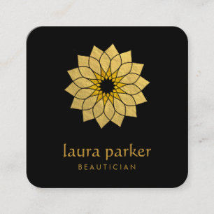 Lotus Flower Gold Logo Healing Yoga Holistic Square Business Card