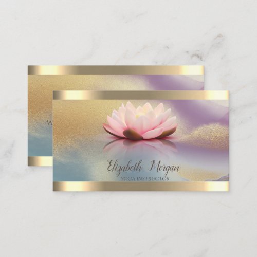 Lotus Flower Gold Stripe Colorful Yoga  Business Card