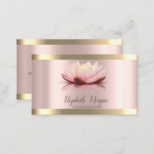 Lotus Flower Gold Stripe Rose Gold Yoga Instructor Business Card