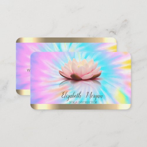  Lotus Flower Gold Stripes Yoga Instructor Tie Dye Business Card