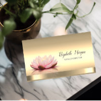 Lotus Flower Gold Yoga Instructor Business Card