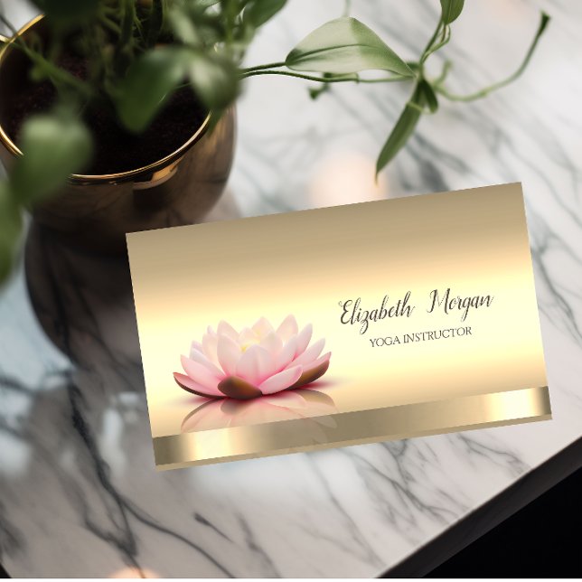 Lotus Flower Gold Yoga Instructor Business Card (Creator Uploaded)