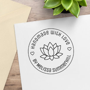 Lotus Flower Handmade with Love Rubber Stamp