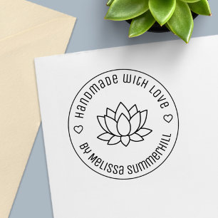 Lotus Flower Handmade with Love Self-inking Stamp
