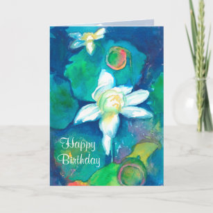 Lotus Flower Happy Birthday Card
