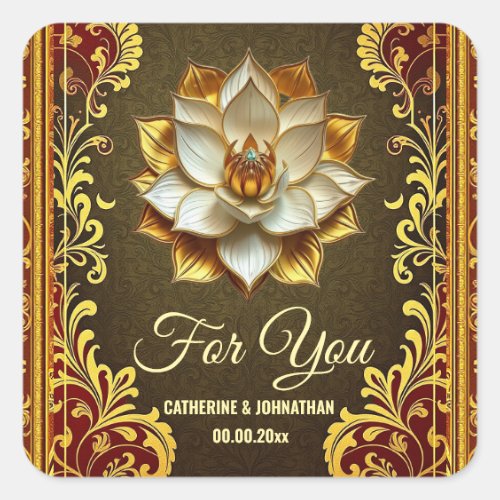 Lotus flower Hindi floral burgundy gold Indian 