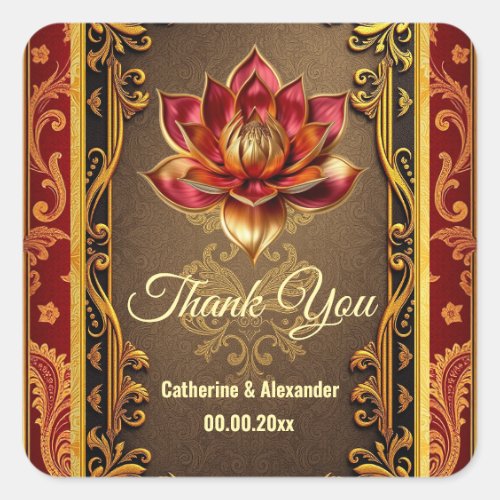Lotus flower Hindi wedding favors burgundy gold 
