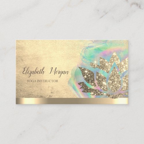  Lotus Flower Holographic Ink  Yoga Instructor Business Card