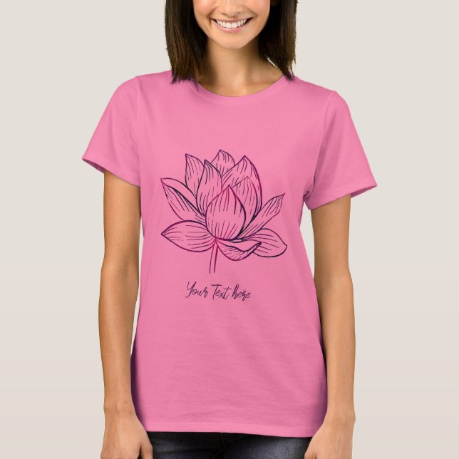 Lotus Flower Illustration Dark Purple Personalized T-Shirt (Front)