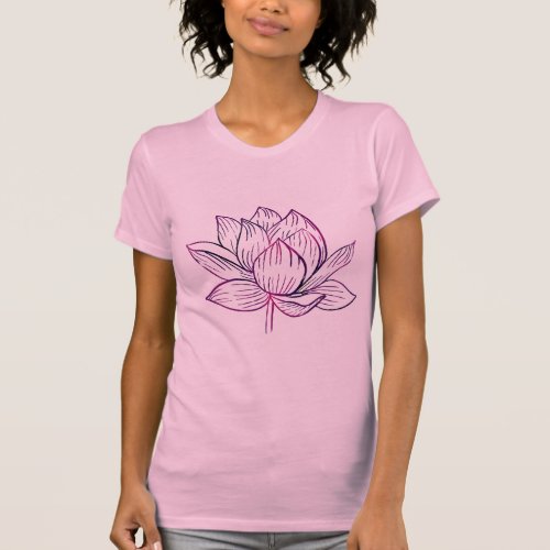 Lotus Flower Illustration Dark Purple  T_Shirt