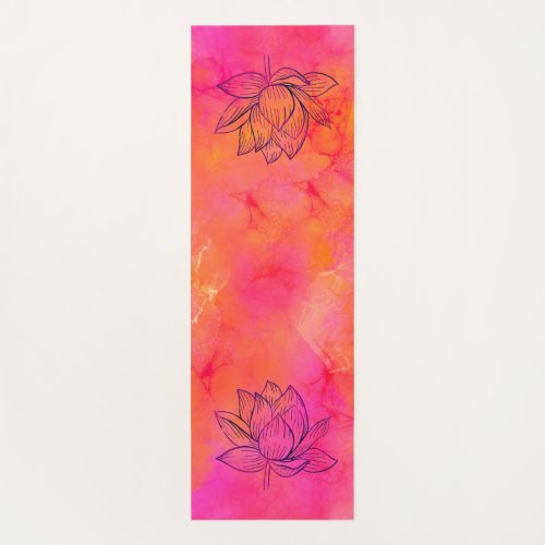 Lotus Flower Illustration Pink Ink Art Yoga  Yoga Mat