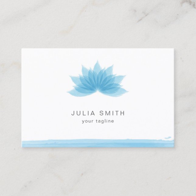 Lotus flower in blue color business card (Front)