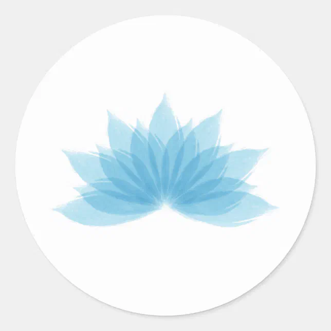 Lotus flower in blue color classic round sticker | Zazzle