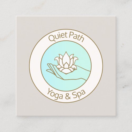 Lotus Flower in Hand Holistic Health Square Business Card