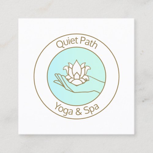 Lotus Flower in Hand Natural Beauty and Health Square Business Card