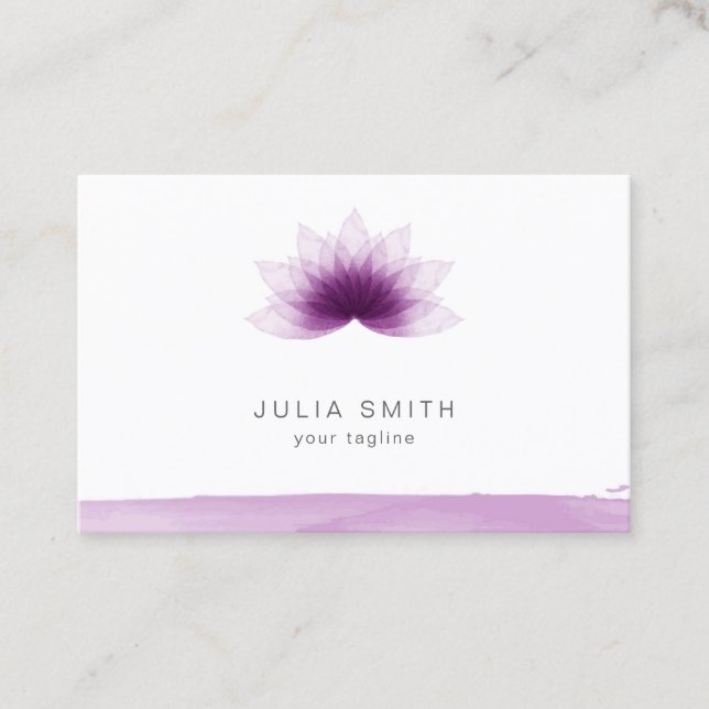 Lotus flower in purple color business card (Front)