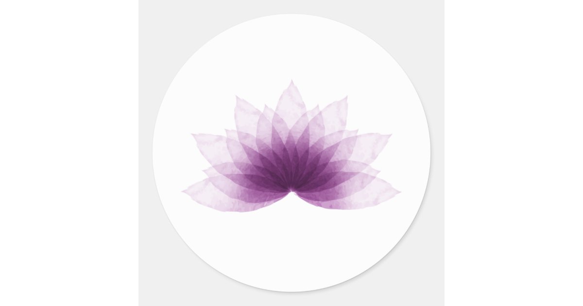 Lotus flower in purple color classic round sticker | Zazzle