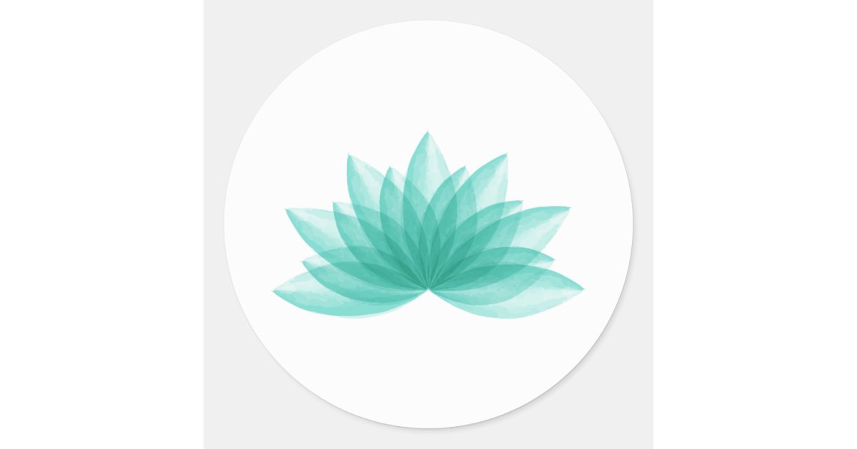 Lotus flower in teal color classic round sticker | Zazzle
