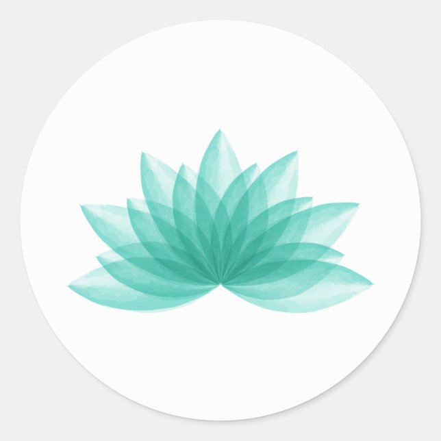 Lotus flower in teal color classic round sticker (Front)