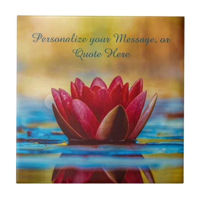 Lotus Flower in Water Zen Meditation Personalize Ceramic Tile (Front)