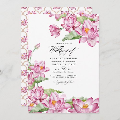 Lotus Flower Indian Wedding Invitation