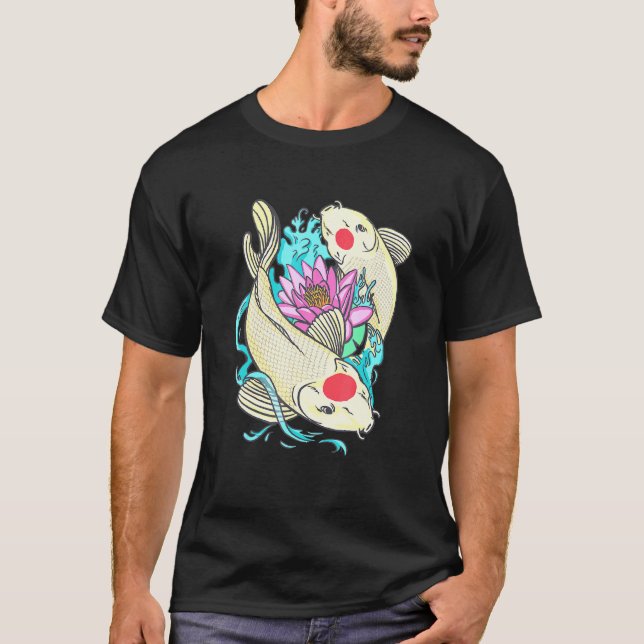 Lotus Flower Japanese Carp Pond Owner Fish Tancho  T-Shirt (Front)
