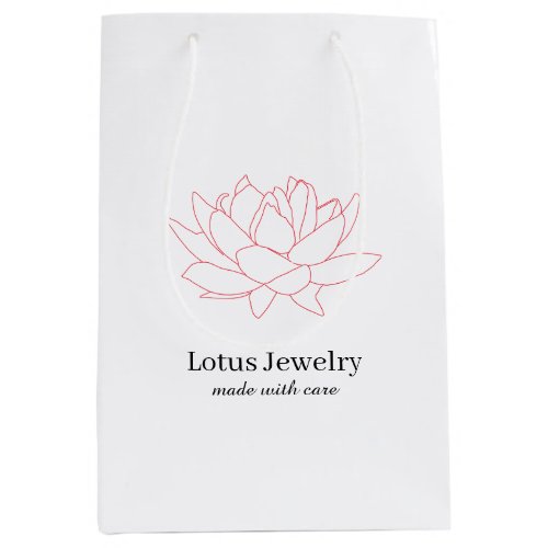 Lotus flower jewelry jeweler floral logo branded medium gift bag