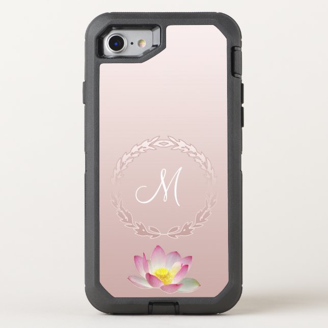 Lotus Flower Laurel Wreath Monogram Otterbox iPhone Case (Back)