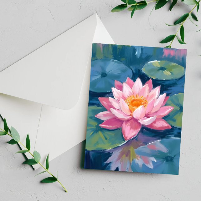 Lotus Flower Lily Pad Watercolor Card (Creator Uploaded)