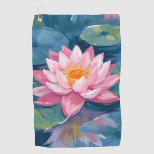 Lotus Flower Lily Pad Watercolor Golf Towel