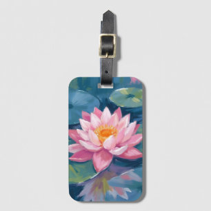 Lotus Flower Lily Pad Watercolor Luggage Tag