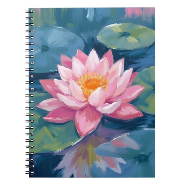 Lotus Flower Lily Pad Watercolor Notebook (Front)