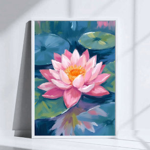 Lotus Flower Lily Pad Watercolor Poster