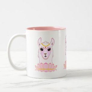 Lotus Flower & Llama Queen Two-Tone Coffee Mug
