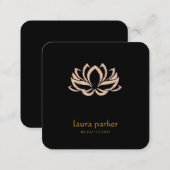 Lotus Flower Logo Healing Therapy Yoga Holistic Square Business Card (Front/Back)