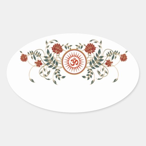 Lotus Flower Logo OM Symbol Blank Oval Stickers