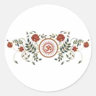 Lotus Flower Logo OM Symbol Blank Round Stickers