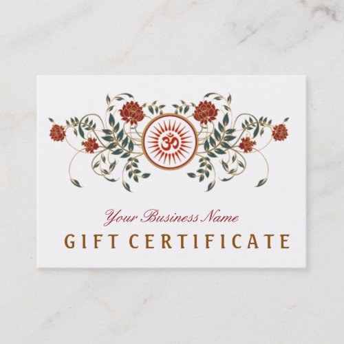 Lotus Flower Logo OM Symbol Gift Certificate