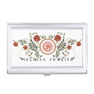 Lotus Flower Logo OM Symbol Health and Wellness Case For Business Cards