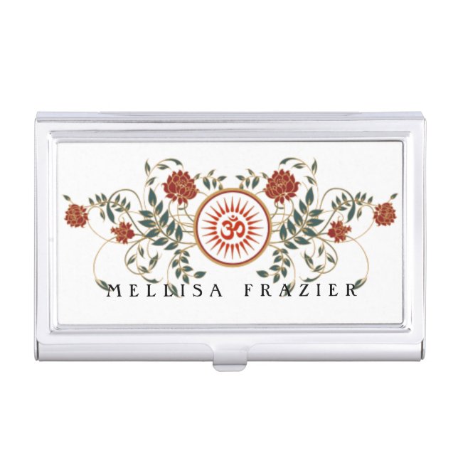 Lotus Flower Logo OM Symbol Health and Wellness Case For Business Cards (Front)