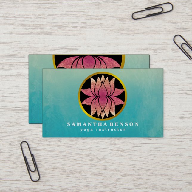 Lotus Flower Logo Yoga Business Card (Front/Back In Situ)