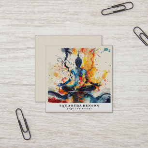 Lotus Flower Logo Yoga Square Business Card