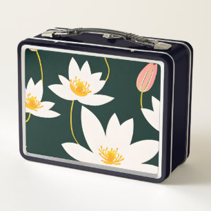 Lotus Flower Lunch Box, Makeup Storage Metal Lunch Box