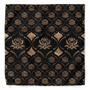 Lotus Flower Luxury ornament - black and gold Bandana