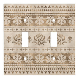 Lotus Flower Luxury ornament - pastel gold Light Switch Cover