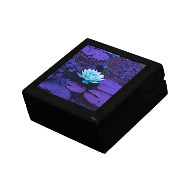 Lotus Flower Magical Purple Blue Turquoise Floral Jewelry Box (Side)