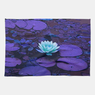 Lotus Flower Magical Purple Blue Turquoise Floral Towel
