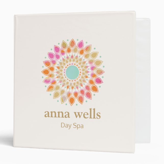 Lotus Flower Mandala   3 Ring Binder (Front/Inside)